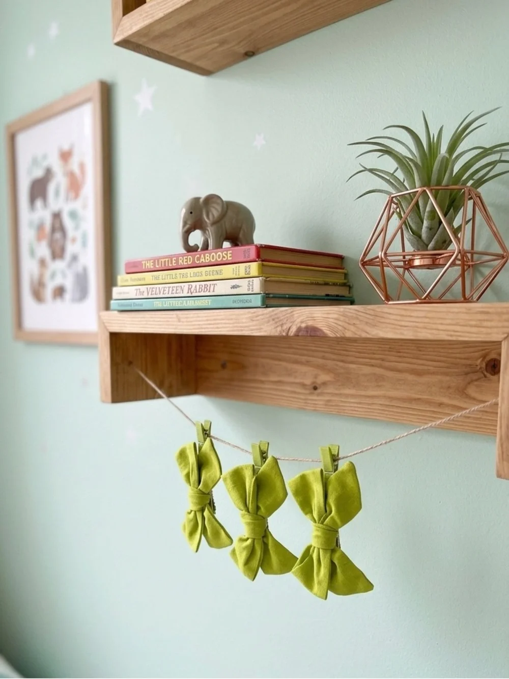 Set of 2 Linen Hair Bow Clips - Vibrant Chartreuse / Lime Green